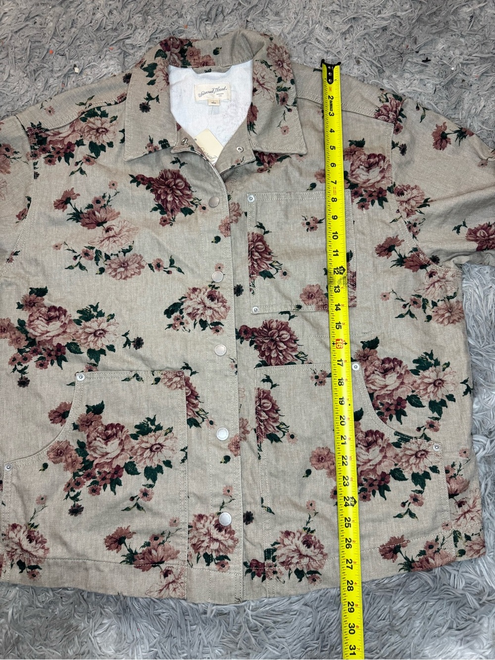 Universal Thread Women’s Floral Denim Chore Coat - Khaki Size Large NWT - Picture 9 of 9